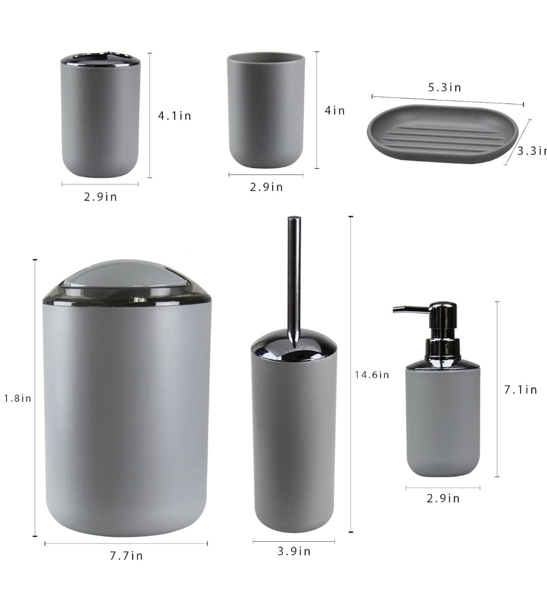 Miniatura 3 de Juego De Accesorios De Baño, Plastico, 6